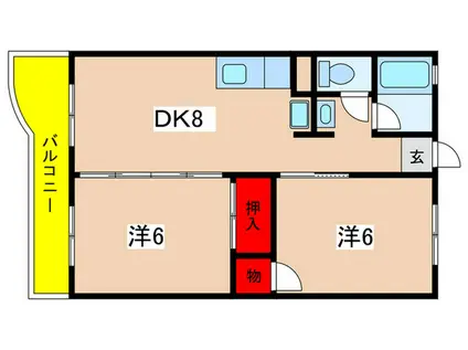 リバーサイドヴィラ(2DK/2階)の間取り写真
