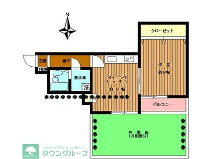 LーVINA溝口(1DK/1階)の間取り写真