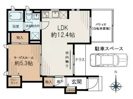 練馬区石神井台4丁目(1LDK/1階)の間取り写真
