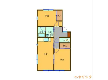 チャームタウン(2DK/2階)の間取り写真
