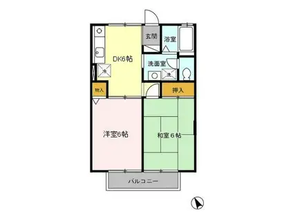 アムール(2DK/2階)の間取り写真