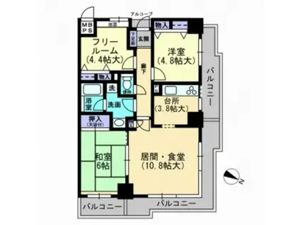 ファミールタワープラザ岡山イーストタワー(3LDK/24階)の間取り写真