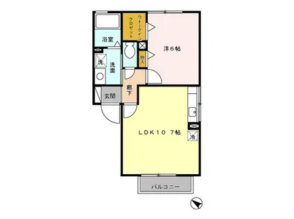 パステロ・ビアンコ(1LDK/2階)の間取り写真