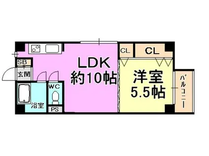 貴和芦屋ハウス(1LDK/5階)の間取り写真