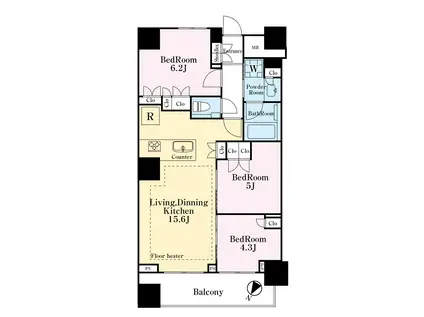 アトラス築地(3LDK/8階)の間取り写真