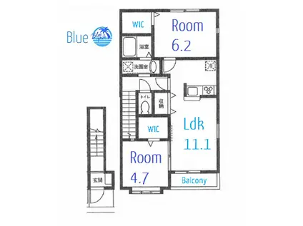 エルカーサ湘南C棟(2LDK/2階)の間取り写真