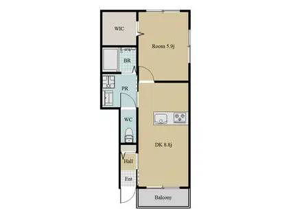 ピース・ソアレ B(1LDK/1階)の間取り写真