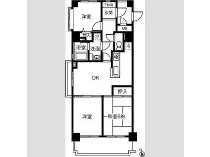 グローリアス小牧第5(3LDK/6階)の間取り写真