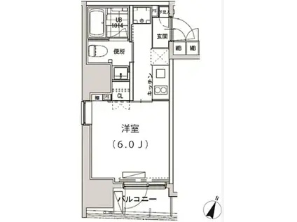 グランディオール広尾テラス(1K/9階)の間取り写真