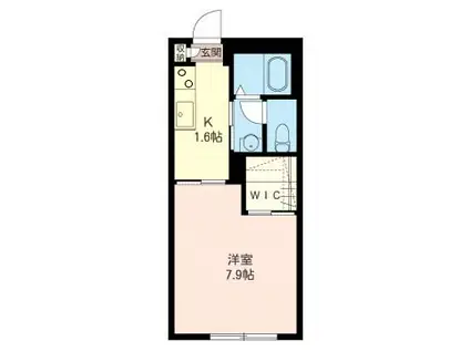 ビラ洗足(1K/1階)の間取り写真