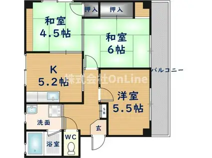 永和ハイツ(3K/3階)の間取り写真