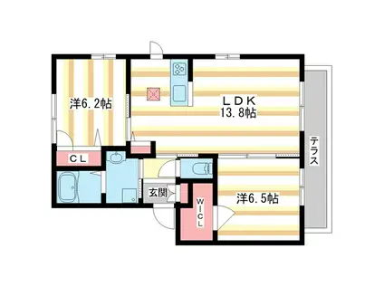 マーベラスコートIII(2LDK/1階)の間取り写真