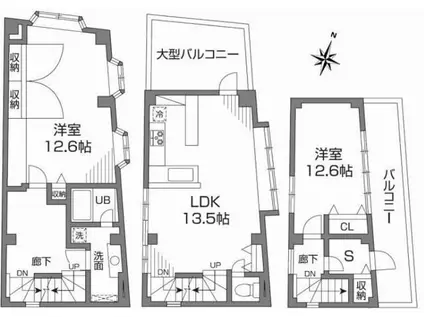 AXIS成城(2SLDK/4階)の間取り写真