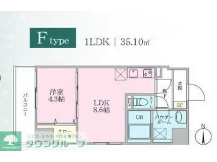 PLUMERIA(1LDK/7階)の間取り写真