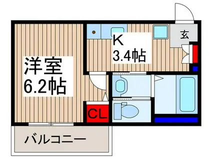 KEIAI RESIDENCE 西所沢II(1K/1階)の間取り写真