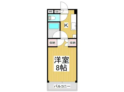 アップルズH(1K/3階)の間取り写真