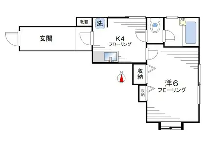クレッセントハウス(1K/1階)の間取り写真