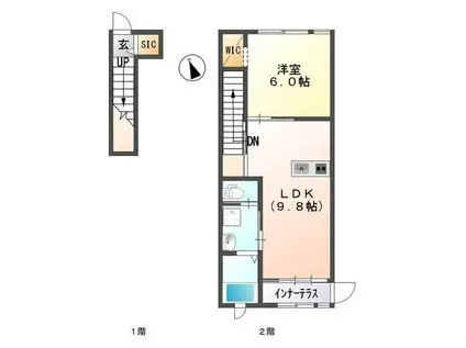 アヴニール(1LDK/2階)の間取り写真