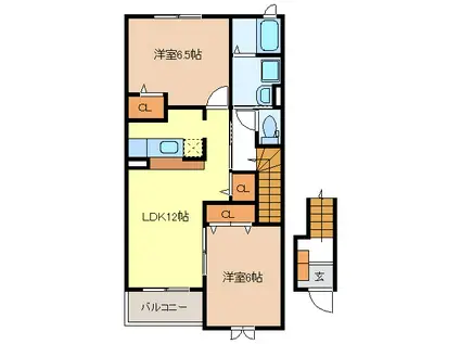 パストラーレ涼(2LDK/2階)の間取り写真