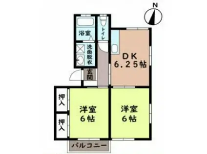 メゾンシャルム(2DK/1階)の間取り写真