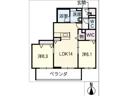 リオリエントピアーチェ(2LDK/3階)の間取り写真