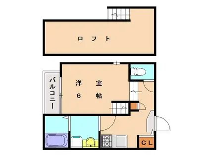 OCEANS千早(1K/2階)の間取り写真