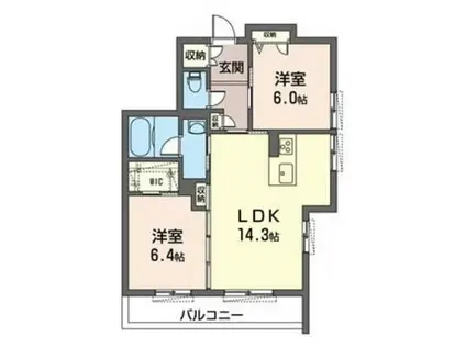 AZURたまプラーザ(2LDK/1階)の間取り写真