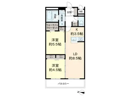 京王ラフィネ橋本テラス(2LDK/3階)の間取り写真