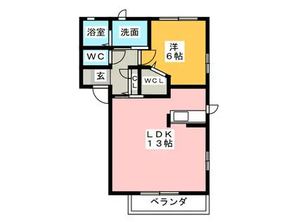 マーベラスB(1LDK/1階)の間取り写真