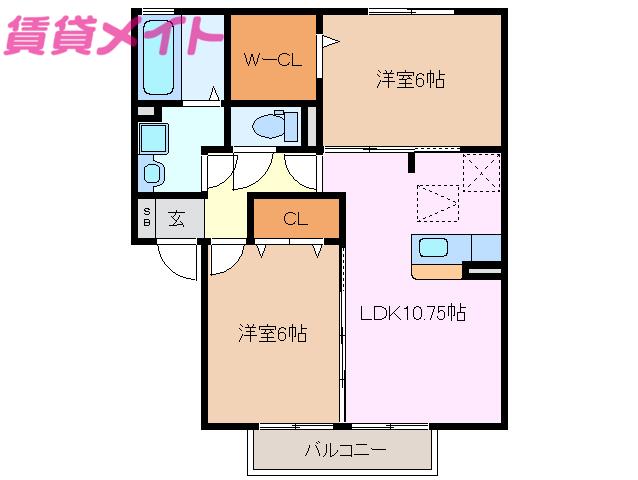 サンパティーク(2LDK/1階)の間取り写真
