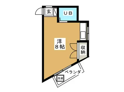 カネショウハイツ(ワンルーム/2階)の間取り写真