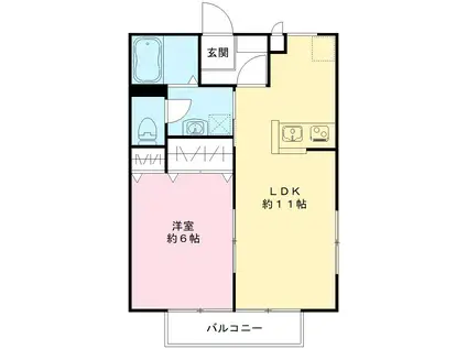 プルミエール野澤B棟(1LDK/1階)の間取り写真