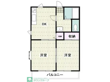 グランドール戸塚IIB(2DK/2階)の間取り写真