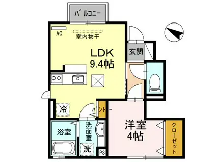 レジェーロII(1LDK/1階)の間取り写真