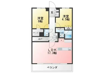 カワサキ・ミッドマークタワー(2LDK/11階)の間取り写真