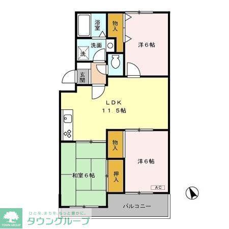 ヴァンベール神山Ⅰ(3LDK/3階)の間取り写真