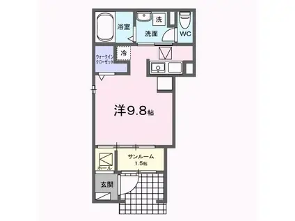 ラポールVII(ワンルーム/1階)の間取り写真