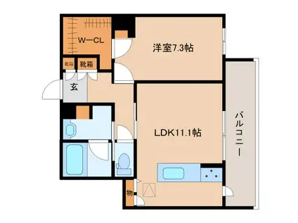シャーメゾンアイメール(1LDK/1階)の間取り写真