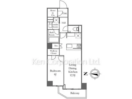 オープンレジデンシア恵比寿ザ・ハウス(1LDK/5階)の間取り写真