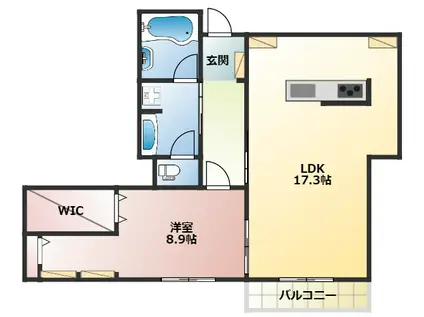 ソレアード泉(1LDK/3階)の間取り写真