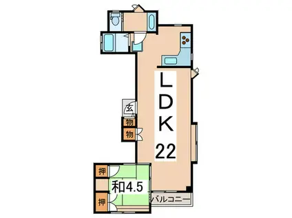 ライフモリ9号館(1LDK/4階)の間取り写真