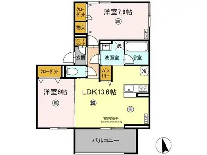 フローリア(2LDK/2階)の間取り写真