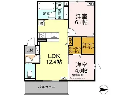 アレテー開出(2LDK/2階)の間取り写真