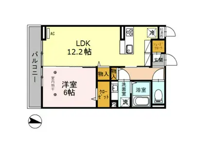 プラザ・デル・ソル(1LDK/2階)の間取り写真