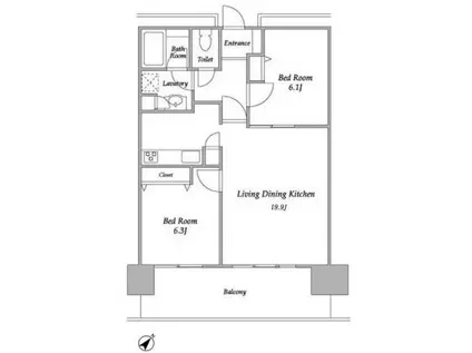 プラザタワー勝どき(2LDK/28階)の間取り写真