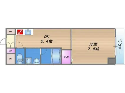 セレッソプラーサ大今里(1DK/5階)の間取り写真