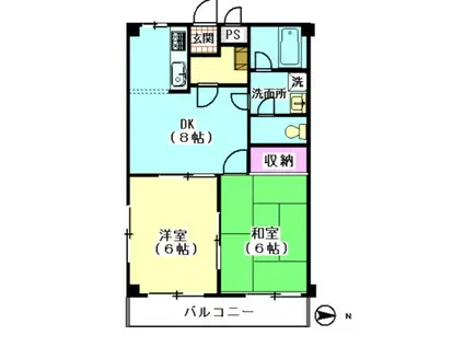 ハイパールマンションII(2DK/2階)の間取り写真