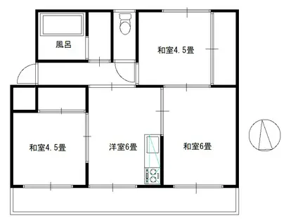 名鉄常滑線 聚楽園駅 徒歩30分 5階建 築58年(3DK/5階)の間取り写真