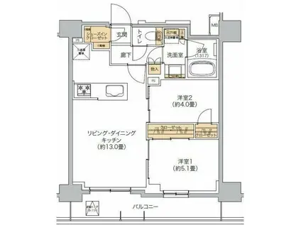 リビオメゾン西麻布(2LDK/11階)の間取り写真