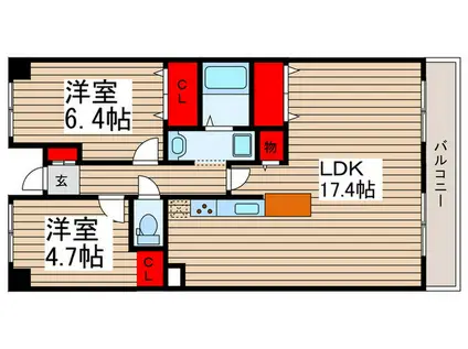 コンフォート津田沼 弐番館(2LDK/7階)の間取り写真